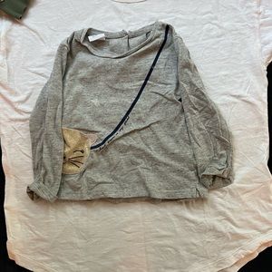 Gray Zara long sleep with cat